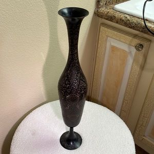 Antique Indian black bronze vase